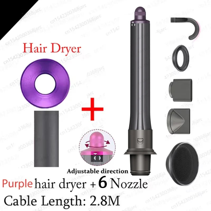 Super Hair Dryer with 6 Nozzles – 1600W Professional Ionic Hair Dryer