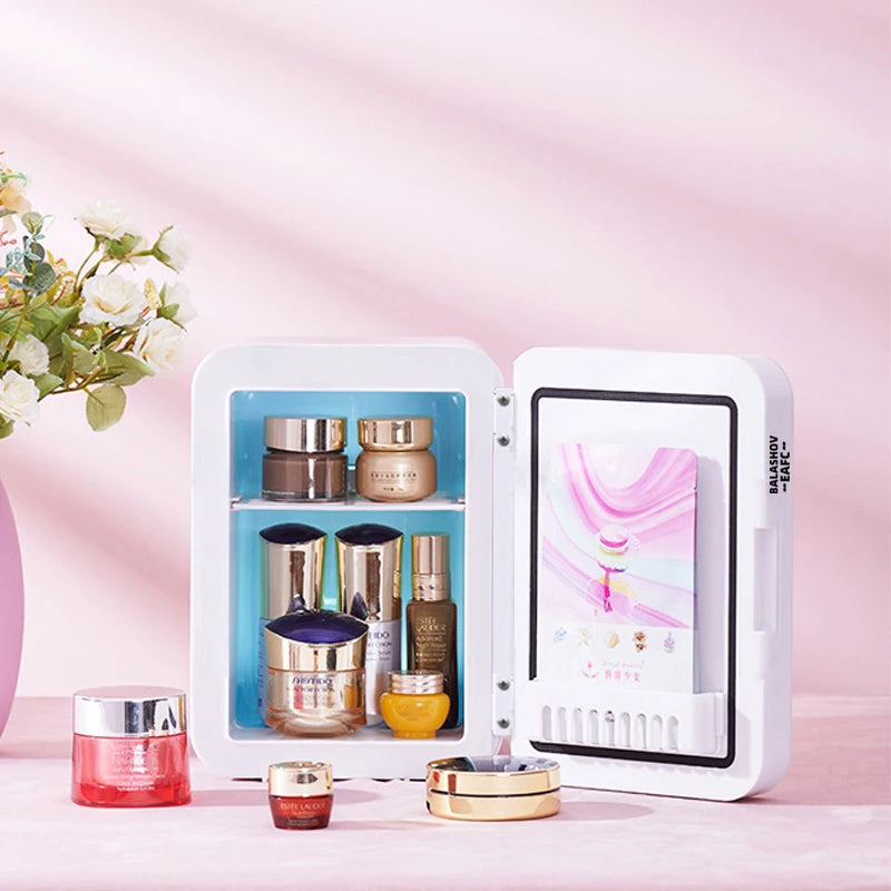 BALASHOV Mini Beauty Fridge with Mirror – 4L Cosmetic Refrigerator