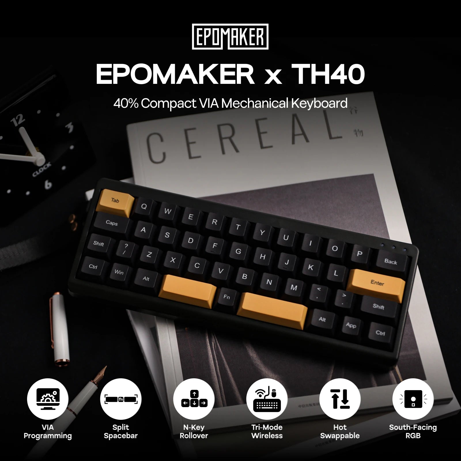 Compact Mechanical Keyboard – Black and Amber Edition