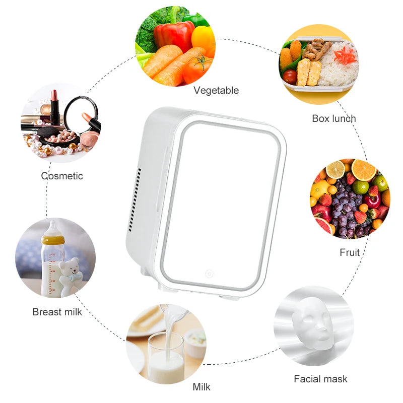 BALASHOV Mini Beauty Fridge with Mirror – 4L Cosmetic Refrigerator