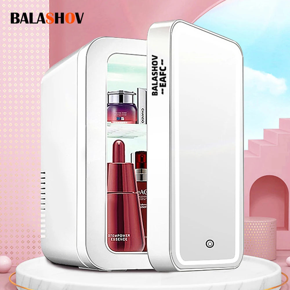 BALASHOV Mini Beauty Fridge with Mirror – 4L Cosmetic Refrigerator
